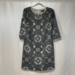 BANANA REPUBLIC Straight Dress, 3/4 Sleeve - Black/White - 4